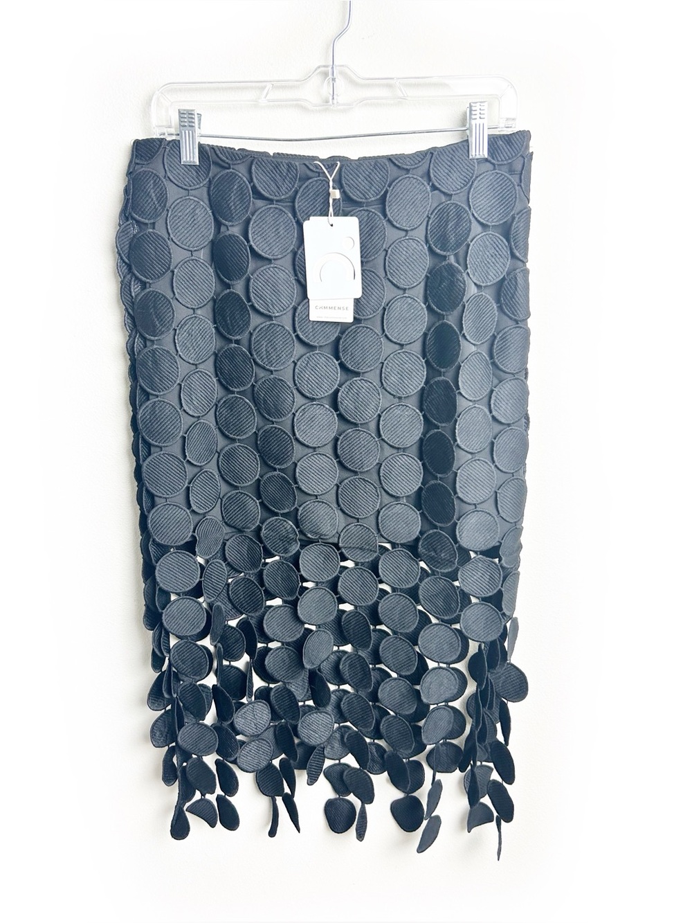 NWT Commense Black Circular Appliqué Overlay Multi-Circle Skirt | L | Boho State